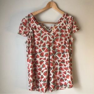 Anthropologie Maeve Watermelon blouse top size 12
